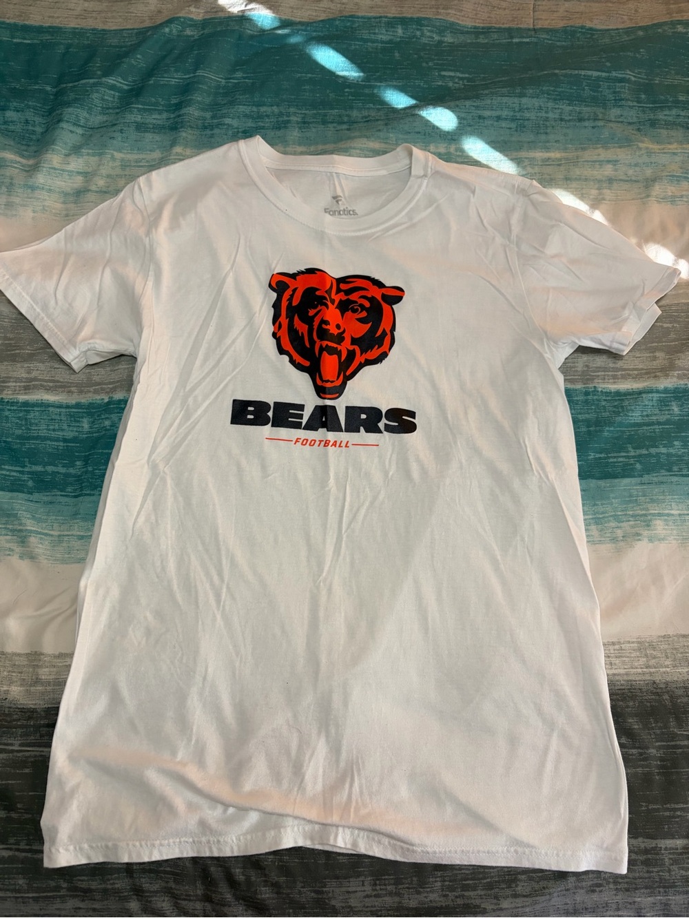 Fanatics White Chicago Bears Graphic Tee with Orange and Navy Logo